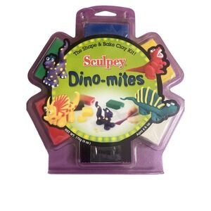Shape & Bake Clay Kit Sculpey dino-mites Repositionable!  Dinosaurs Six Bars NOS